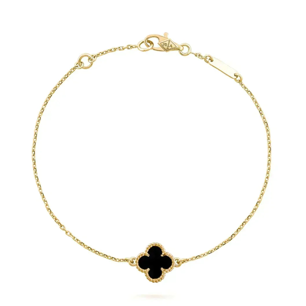 [Plus&Max]CLOVER ONYX SINGLE FLOWER BRACELET
