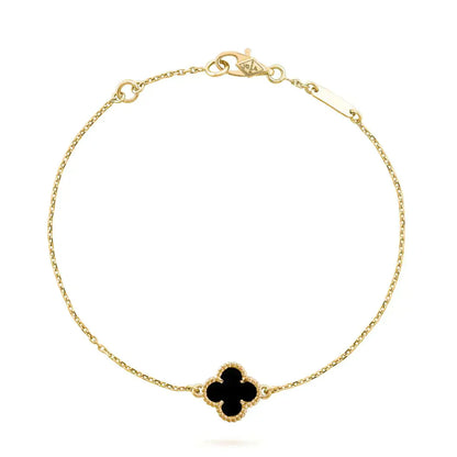 [Max Jewelry ]CLOVER ONYX SINGLE FLOWER BRACELET