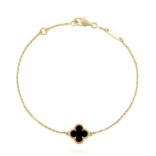 [Max Jewelry ]CLOVER ONYX SINGLE FLOWER BRACELET