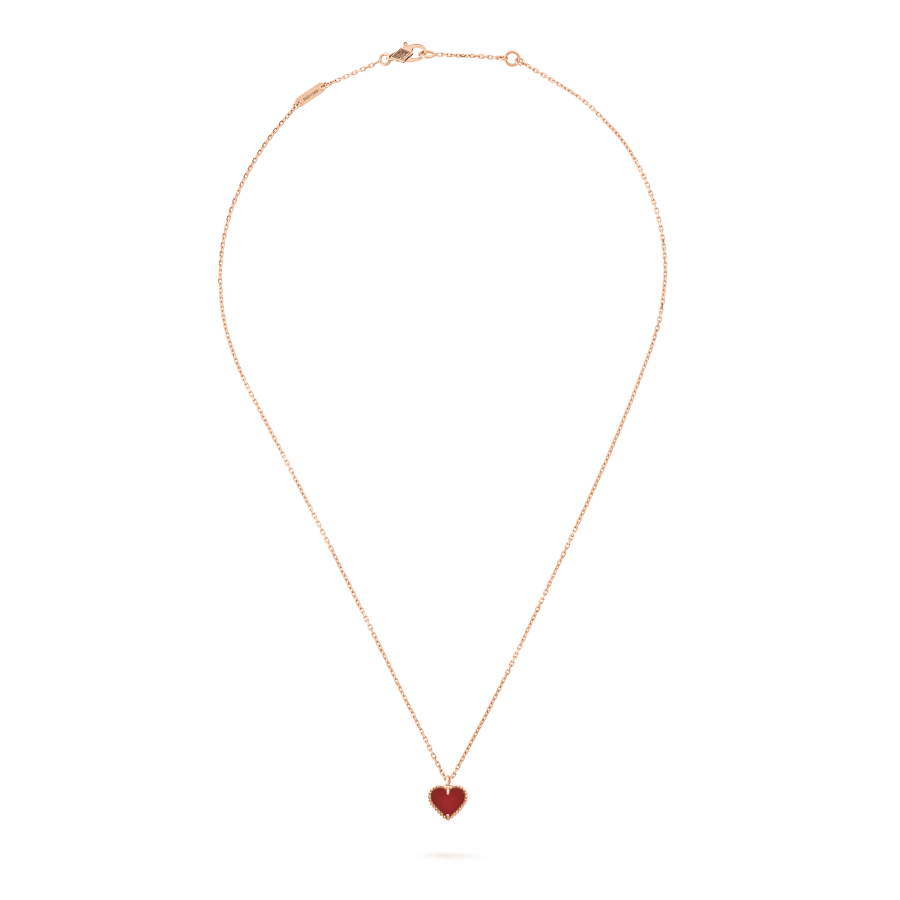 [Max Jewelry ]SWEET CLOVER CARNELIAN HEART NECKLACE