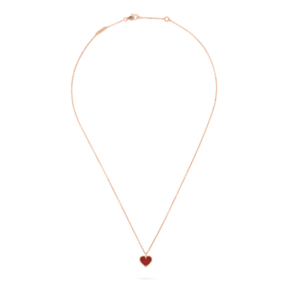 [Max Jewelry ]SWEET CLOVER CARNELIAN HEART NECKLACE