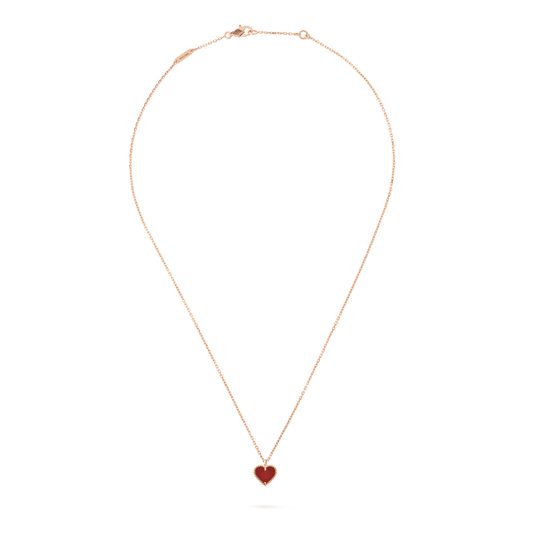 [Max Jewelry ]SWEET CLOVER CARNELIAN HEART NECKLACE