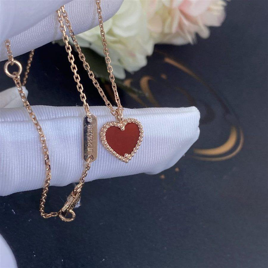 [Max Jewelry ]SWEET CLOVER CARNELIAN HEART NECKLACE