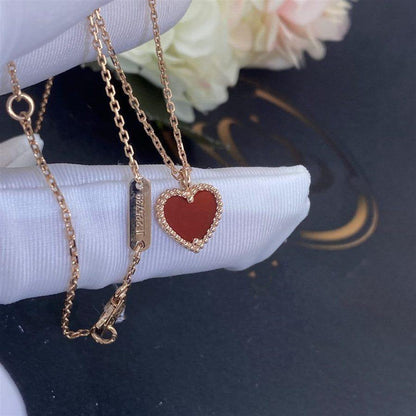 [Max Jewelry ]SWEET CLOVER CARNELIAN HEART NECKLACE