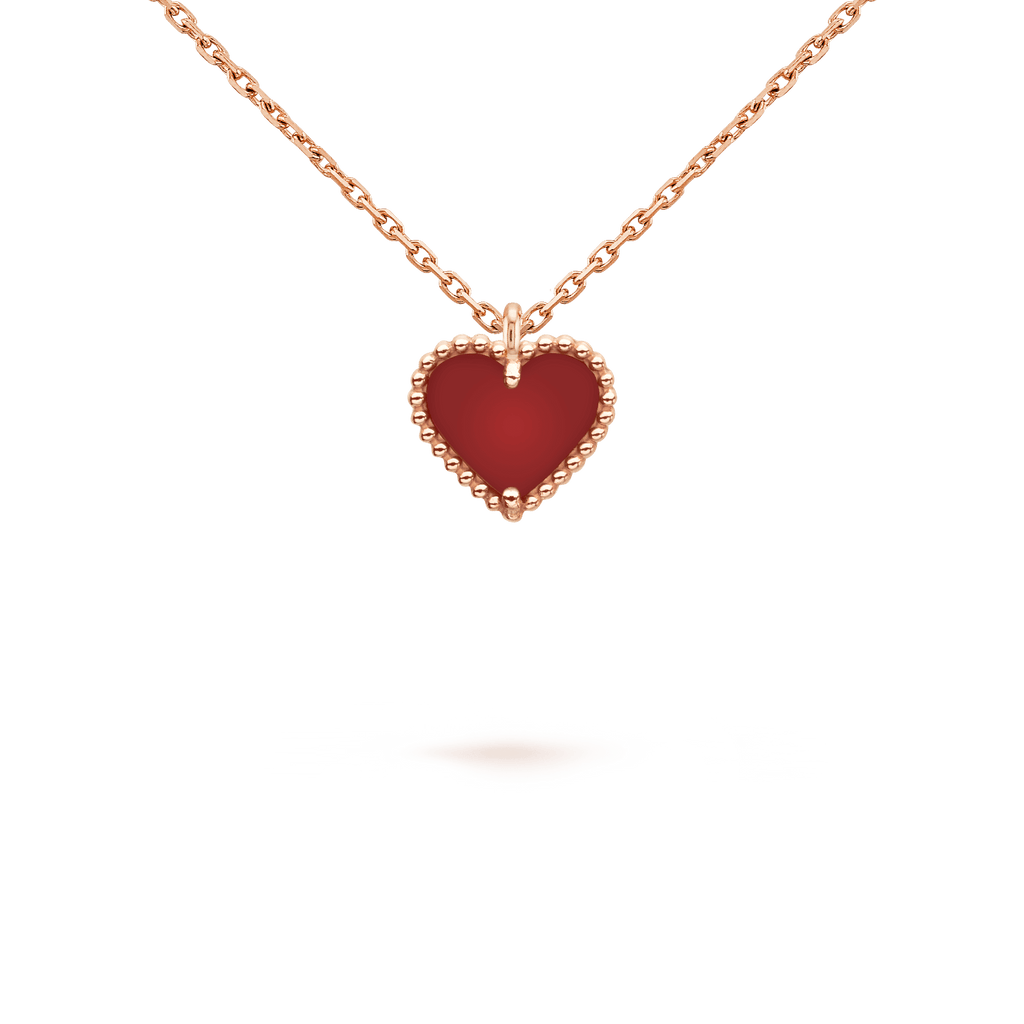[Plus&Max]SWEET CLOVER CARNELIAN HEART NECKLACE