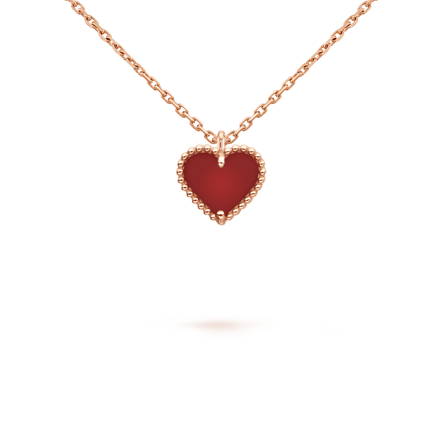 [Max Jewelry ]SWEET CLOVER CARNELIAN HEART NECKLACE