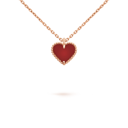 [Max Jewelry ]SWEET CLOVER CARNELIAN HEART NECKLACE