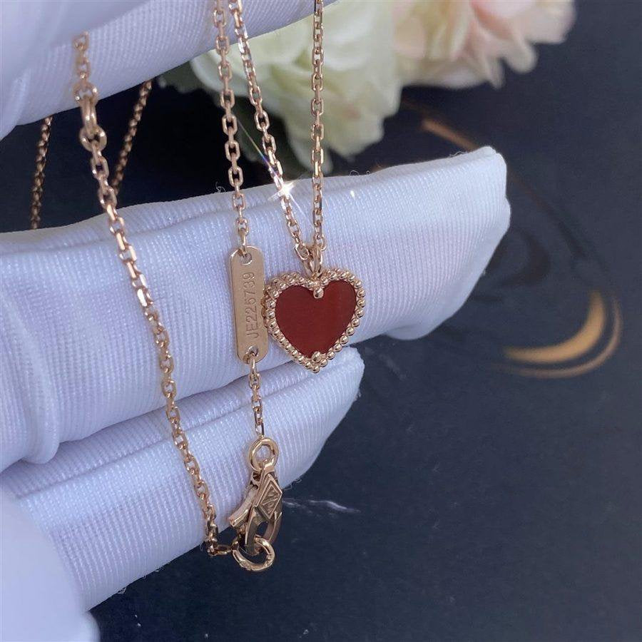 [Max Jewelry ]SWEET CLOVER CARNELIAN HEART NECKLACE