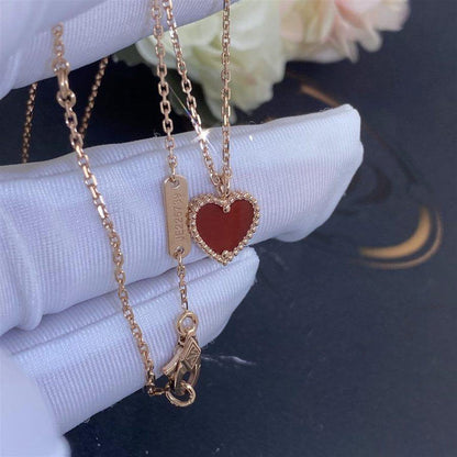 [Max Jewelry ]SWEET CLOVER CARNELIAN HEART NECKLACE
