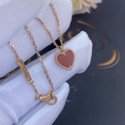 [Max Jewelry ]SWEET CLOVER CARNELIAN HEART NECKLACE