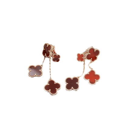 [Max Jewelry ]CLOVER EARRINGS CARNELIAN 4 MOTIFS PINK GOLD