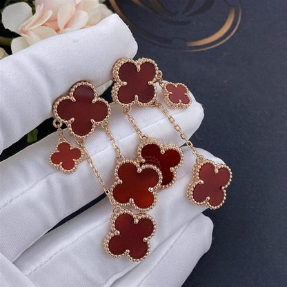 [Max Jewelry ]CLOVER EARRINGS CARNELIAN 4 MOTIFS PINK GOLD
