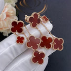 [Plus&Max]CLOVER EARRINGS CARNELIAN 4 MOTIFS PINK GOLD