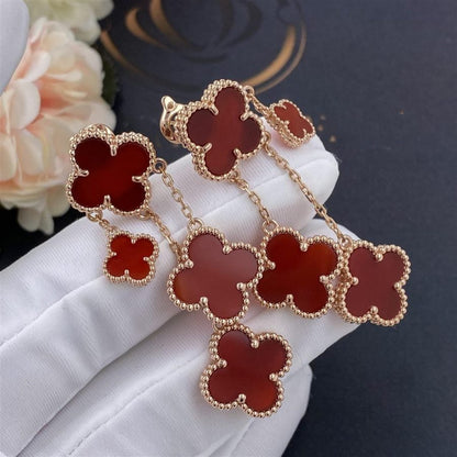 [Max Jewelry ]CLOVER EARRINGS CARNELIAN 4 MOTIFS PINK GOLD