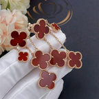 [Plus&Max]CLOVER EARRINGS CARNELIAN 4 MOTIFS PINK GOLD