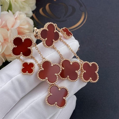 [Max Jewelry ]CLOVER EARRINGS CARNELIAN 4 MOTIFS PINK GOLD