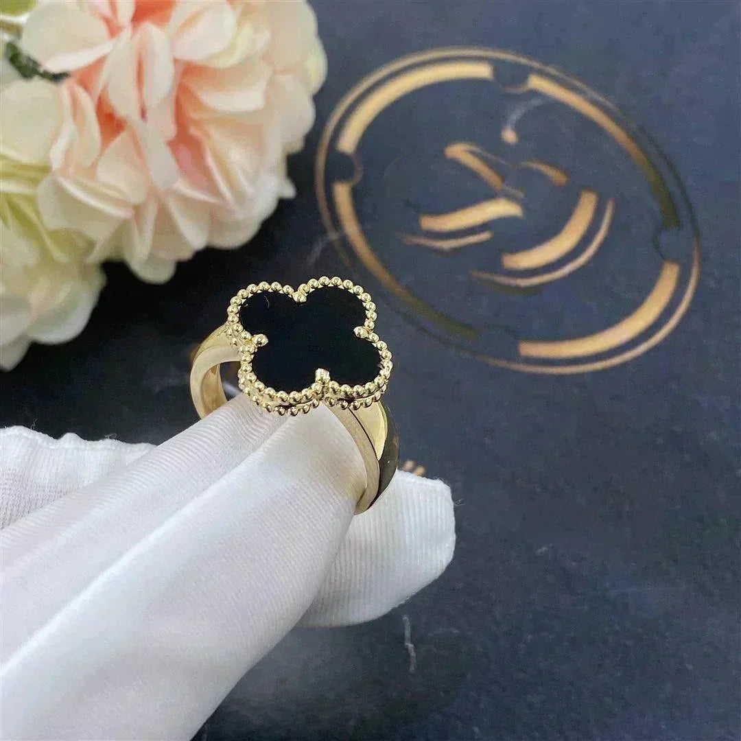 [Max Jewelry ]CLOVER ONYX RING