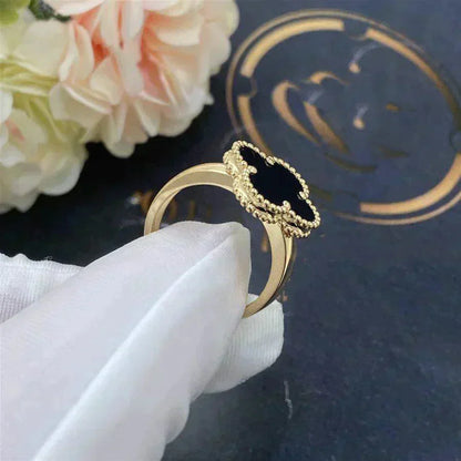 [Max Jewelry ]CLOVER ONYX RING