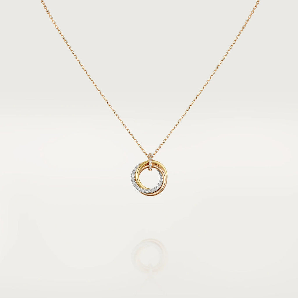 [Plus&Max]TRINITY NECKLACE SILVER GOLD PINK GOLD DIAMONDS