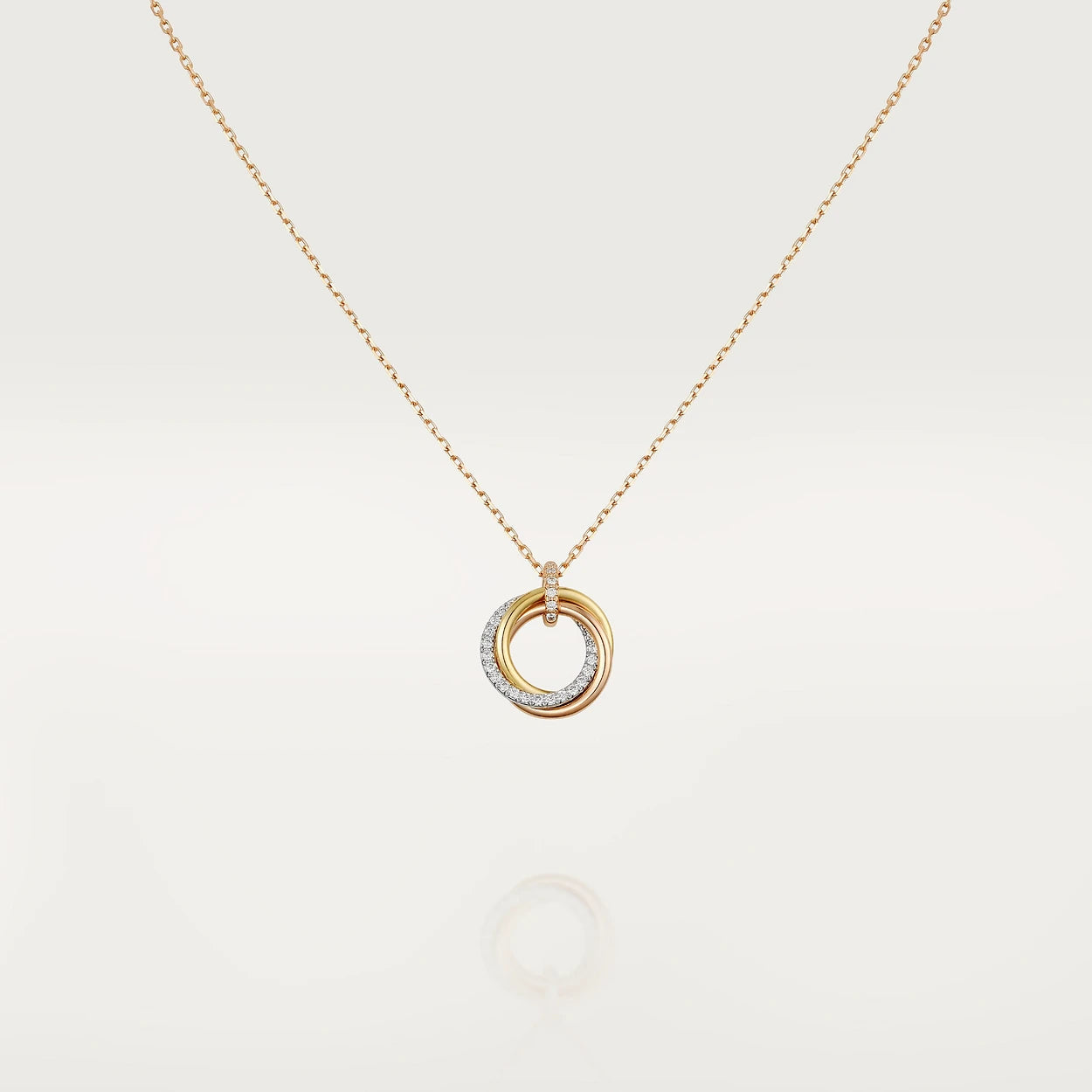 [Max Jewelry ]TRINITY NECKLACE SILVER GOLD PINK GOLD DIAMONDS