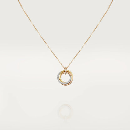 [Max Jewelry ]TRINITY NECKLACE SILVER GOLD PINK GOLD DIAMONDS
