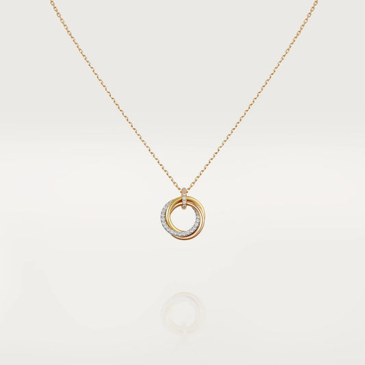 [Max Jewelry ]TRINITY NECKLACE SILVER GOLD PINK GOLD DIAMONDS