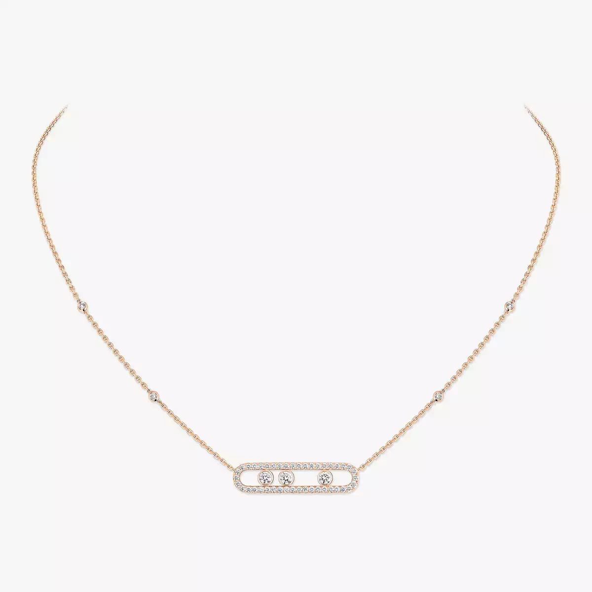[Max Jewelry] Move Pave_ Rose Gold Diamond Necklace