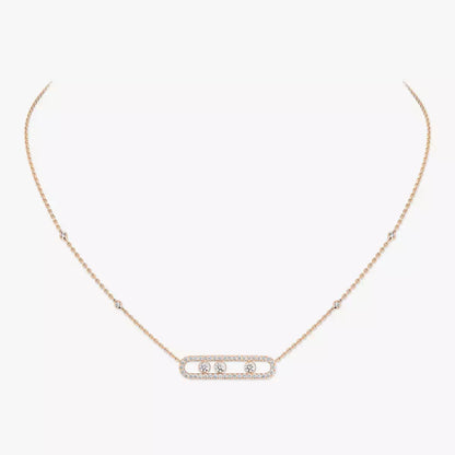 [Max Jewelry] Move Pave_ Rose Gold Diamond Necklace