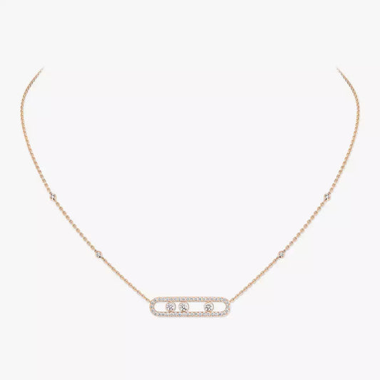 [Max Jewelry] Move Pave_ Rose Gold Diamond Necklace