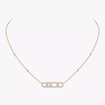 [Plus&Max] Move Pave_ Rose Gold Diamond Necklace