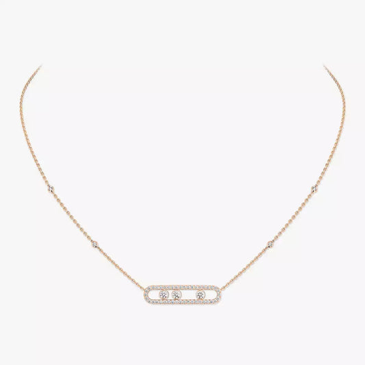 [Plus&Max] Move Pave_ Rose Gold Diamond Necklace