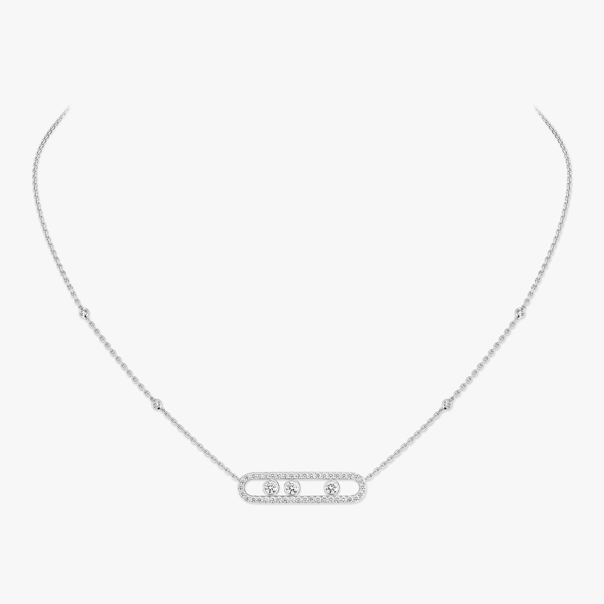 [Max Jewelry] Move Pave_ Rose Gold Diamond Necklace