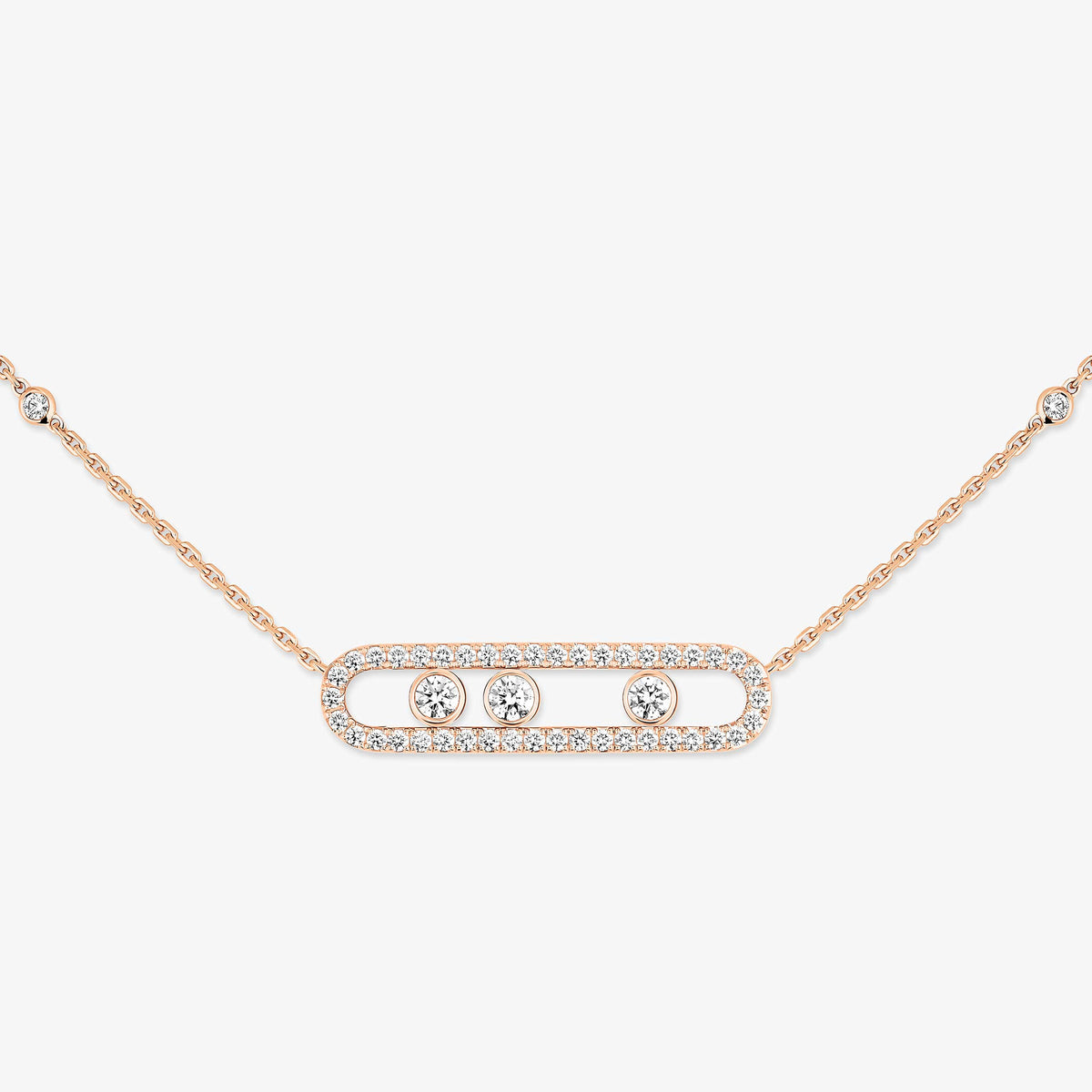 [Max Jewelry] Move Pave_ Rose Gold Diamond Necklace