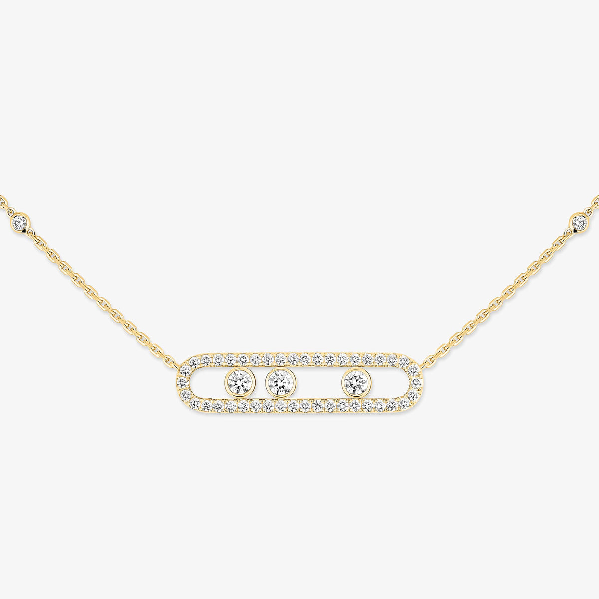 [Max Jewelry] Move Pave_ Rose Gold Diamond Necklace