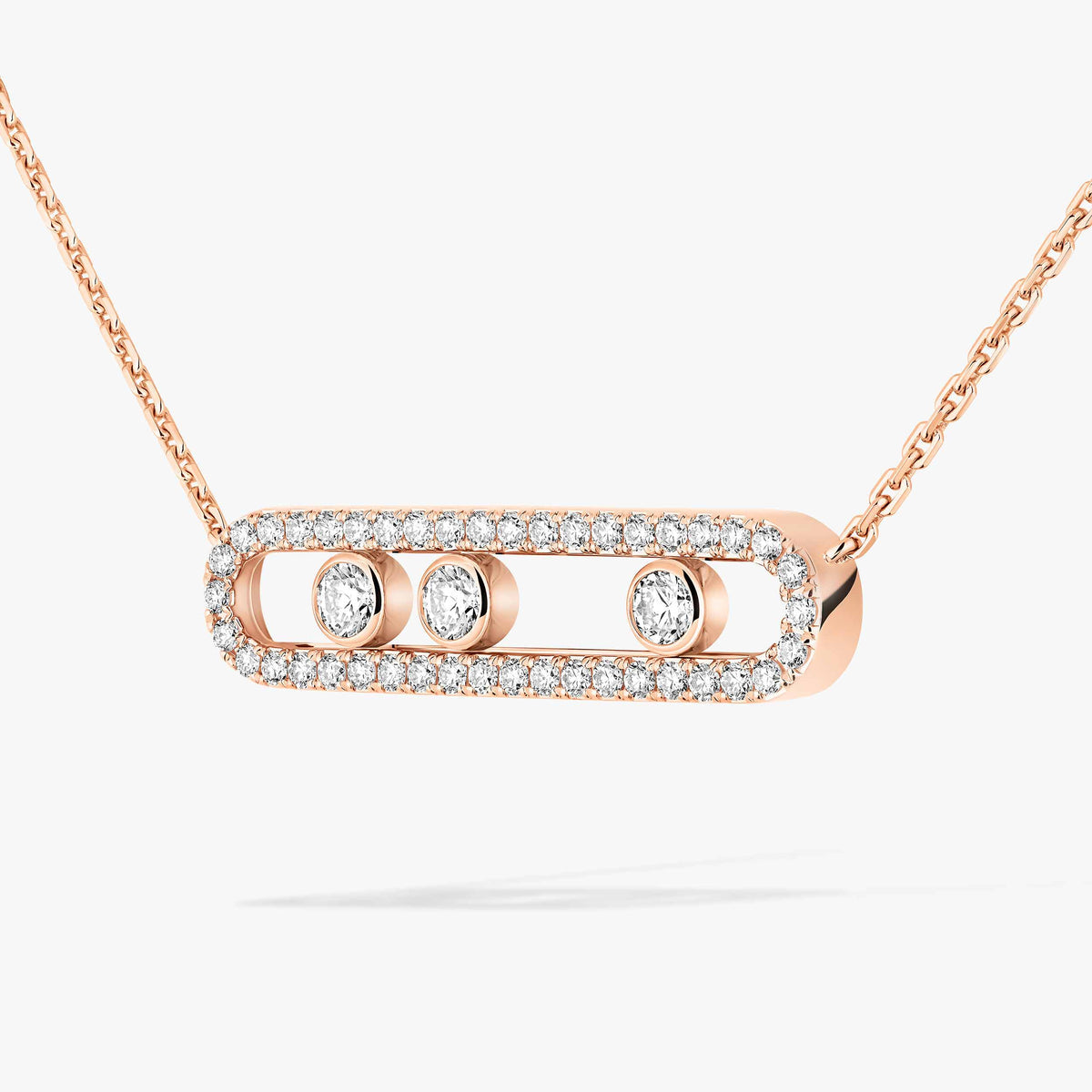 [Max Jewelry] Move Pave_ Rose Gold Diamond Necklace