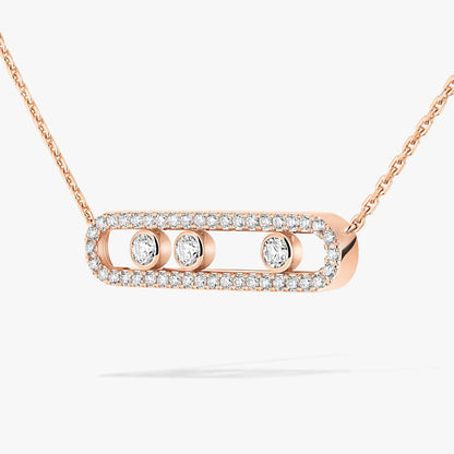 [Max Jewelry] Move Pave_ Rose Gold Diamond Necklace