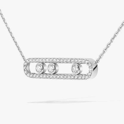 [Max Jewelry] Move Pave_ Rose Gold Diamond Necklace