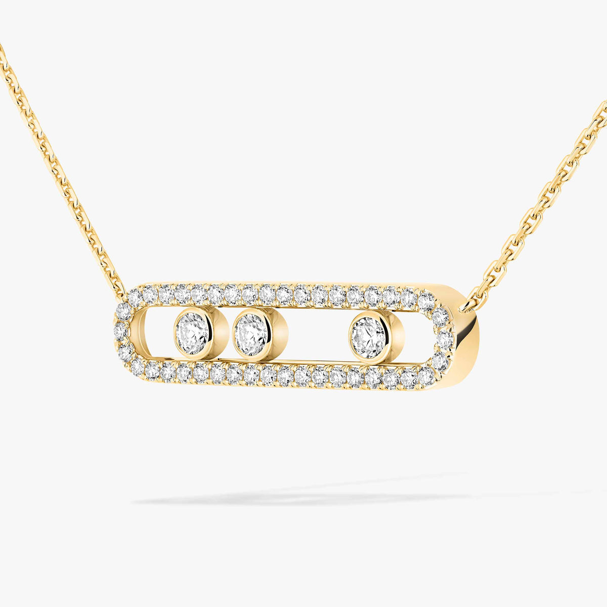[Max Jewelry] Move Pave_ Rose Gold Diamond Necklace