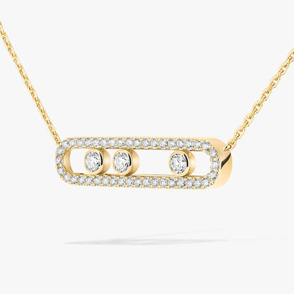 [Max Jewelry] Move Pave_ Rose Gold Diamond Necklace