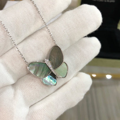 [Max Jewelry ]LARGE BUTTERFLY SILVER PENDANT DIAMOND NECKLACE
