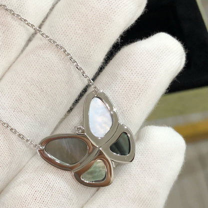 [Max Jewelry ]LARGE BUTTERFLY SILVER PENDANT DIAMOND NECKLACE