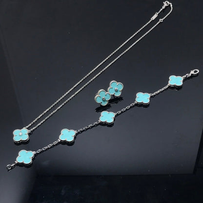 [Max Jewelry ]CLOVER 1 DIAMOND BLUE SKY SILVER EARRINGS