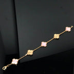 [Plus&Max]LUCKY CLOVER 5-MOTIF BRACELET - PINK MOTHER-OF-PEARL COLLECTION