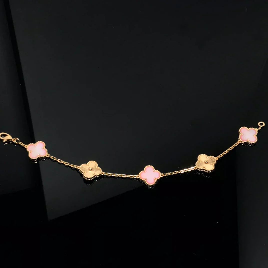 [Max Jewelry ] CLOVER 5 MOTIFS  PINK MOP BRACELET COLLECTION