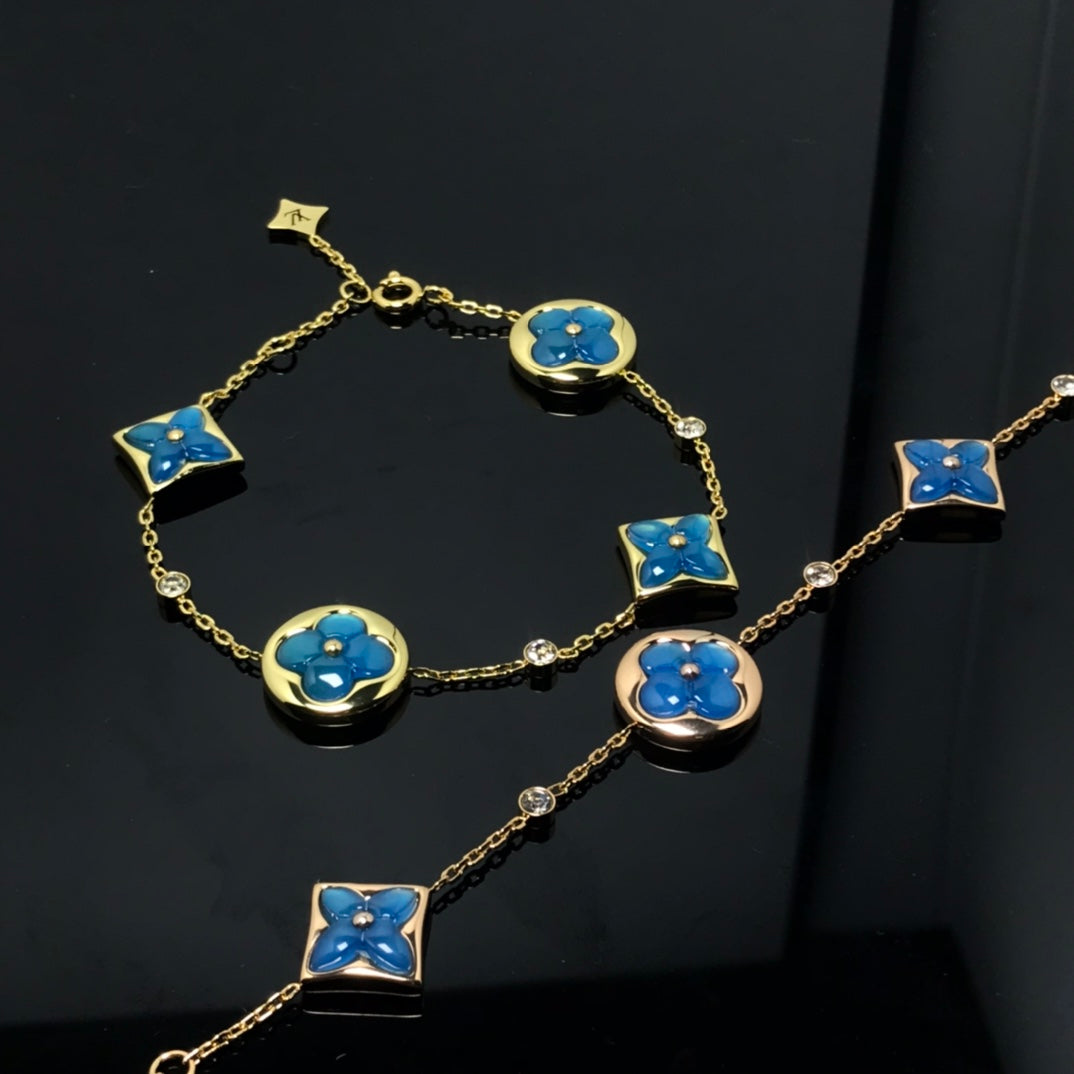 [Max Jewelry ]STAR AND SUN 4 MOTIF BLUE BRACELET