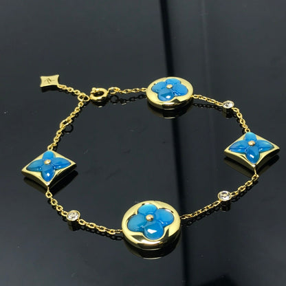[Max Jewelry ]STAR AND SUN 4 MOTIF BLUE BRACELET