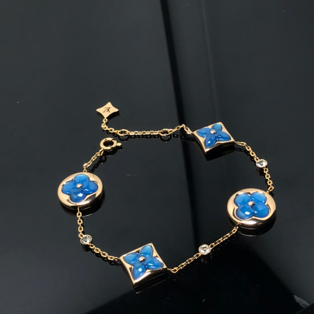 [Max Jewelry ]STAR AND SUN 4 MOTIF BLUE BRACELET