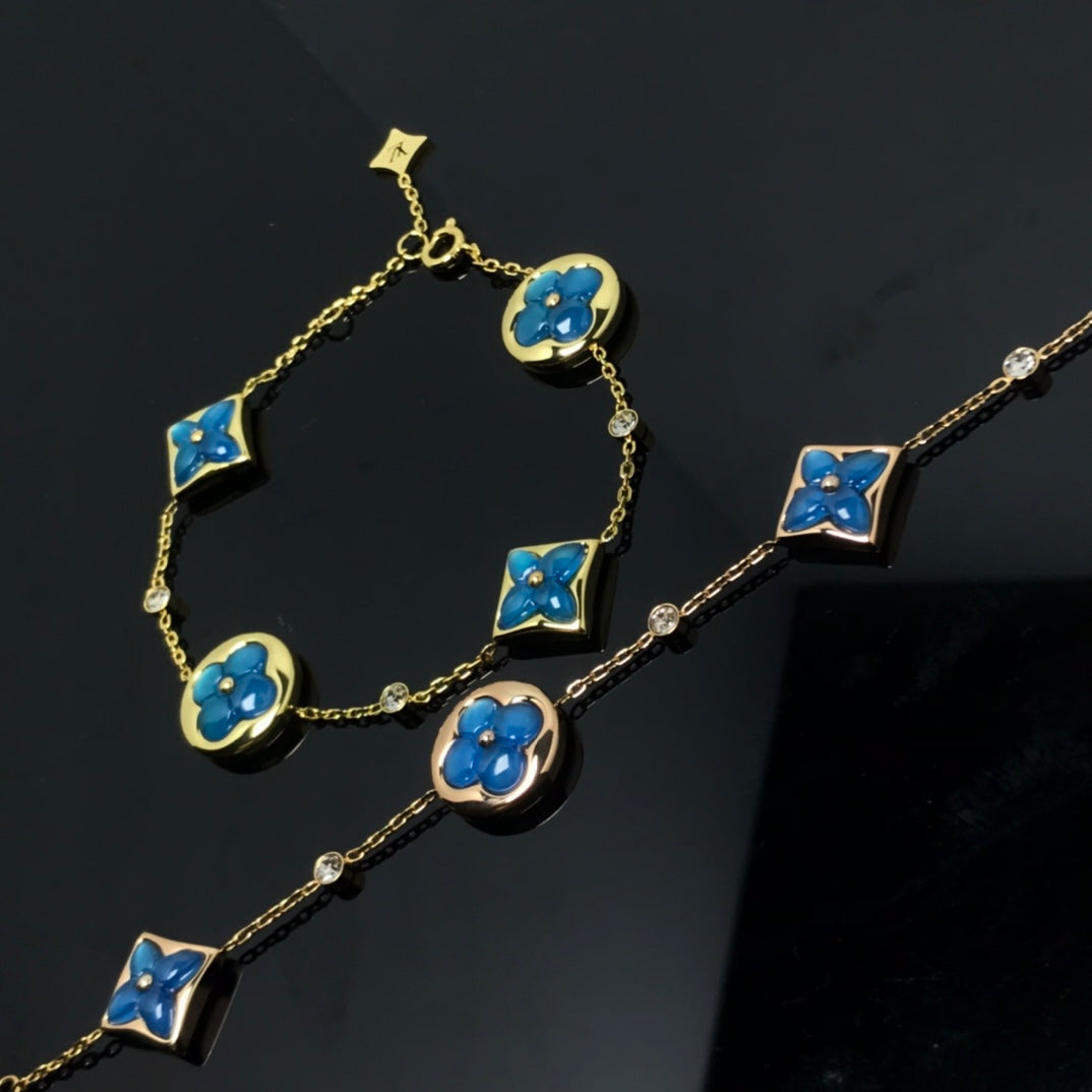 [Max Jewelry ]STAR AND SUN 4 MOTIF BLUE BRACELET