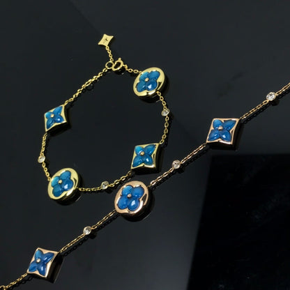 [Max Jewelry ]STAR AND SUN 4 MOTIF BLUE BRACELET