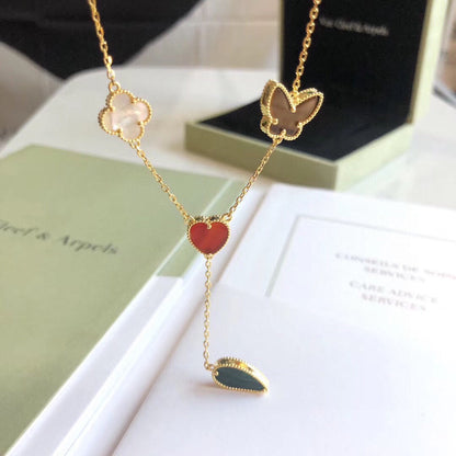 [Max Jewelry ]LUCKY SPRING 4 MOTIFS ROSE GOLD NECKLACE